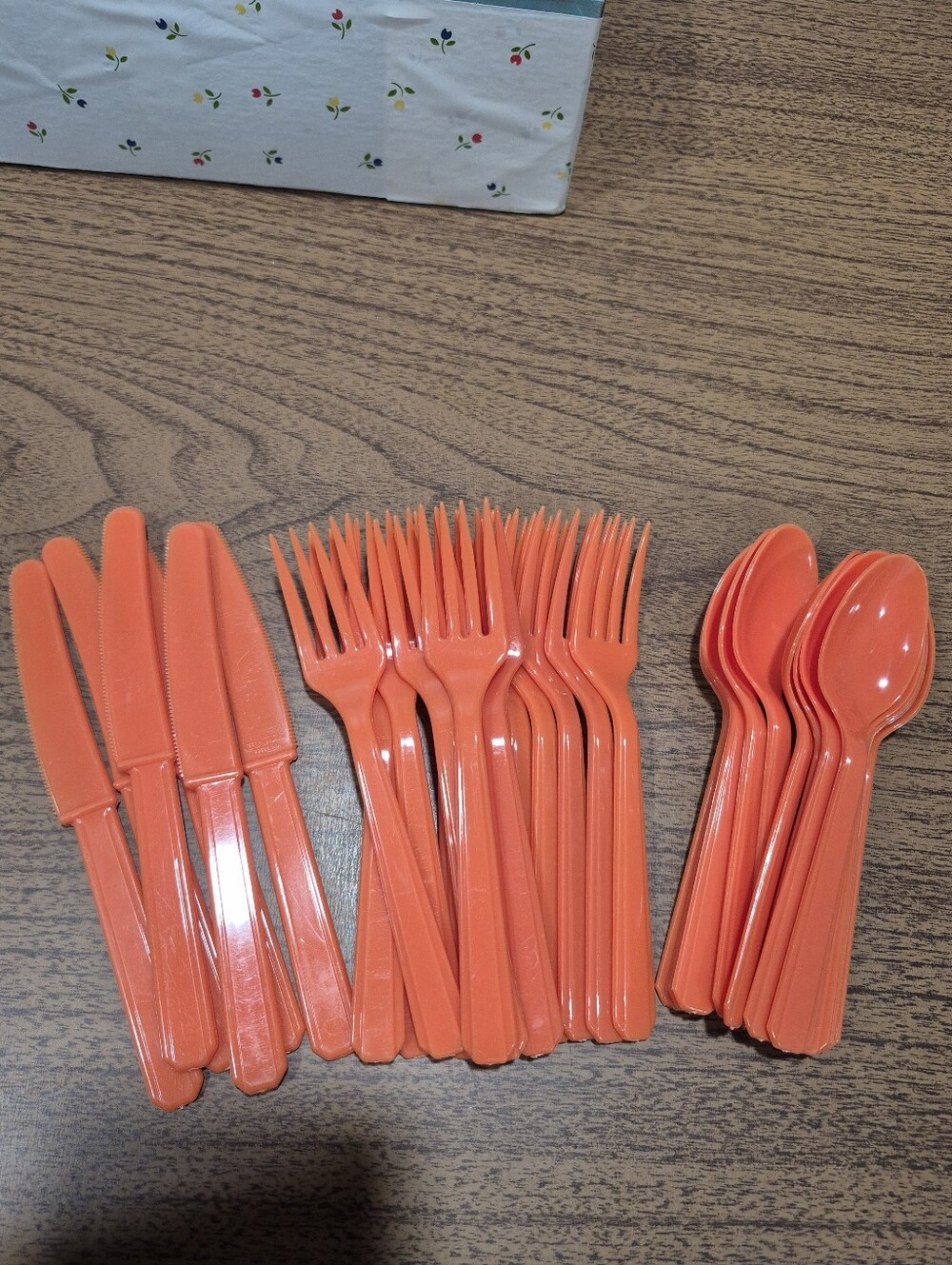 Vintage Van Brode Banquet Style Set Of Orange Cutlery